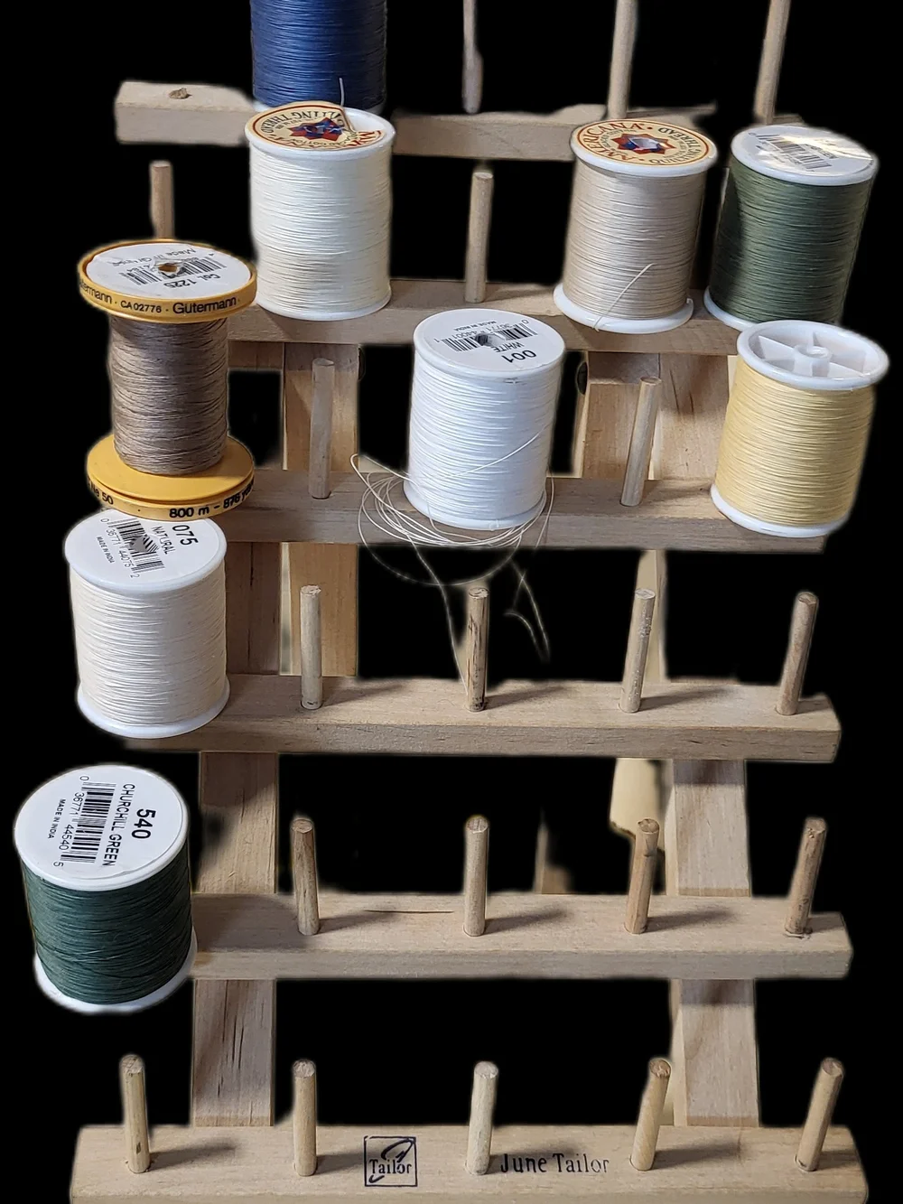 Wooden Thread Rack Organizer - Natural Wood